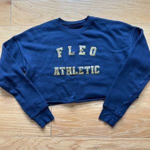 FLEO Small Athletic Cropped Sweatshirt Navy